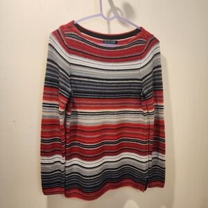 LAUREN By Ralph Lauren Stripes Split sides Long Sleeves Sweater size PL